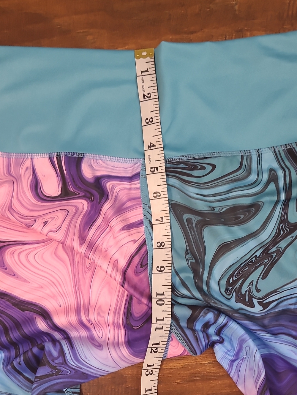 Reel Legends Womens  Teal Pink Marble Leggings Size Large - Picture 8 of 9